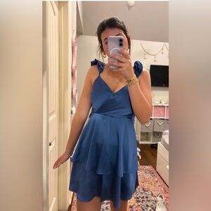 Altar'd State Satin Blue Mini Dress